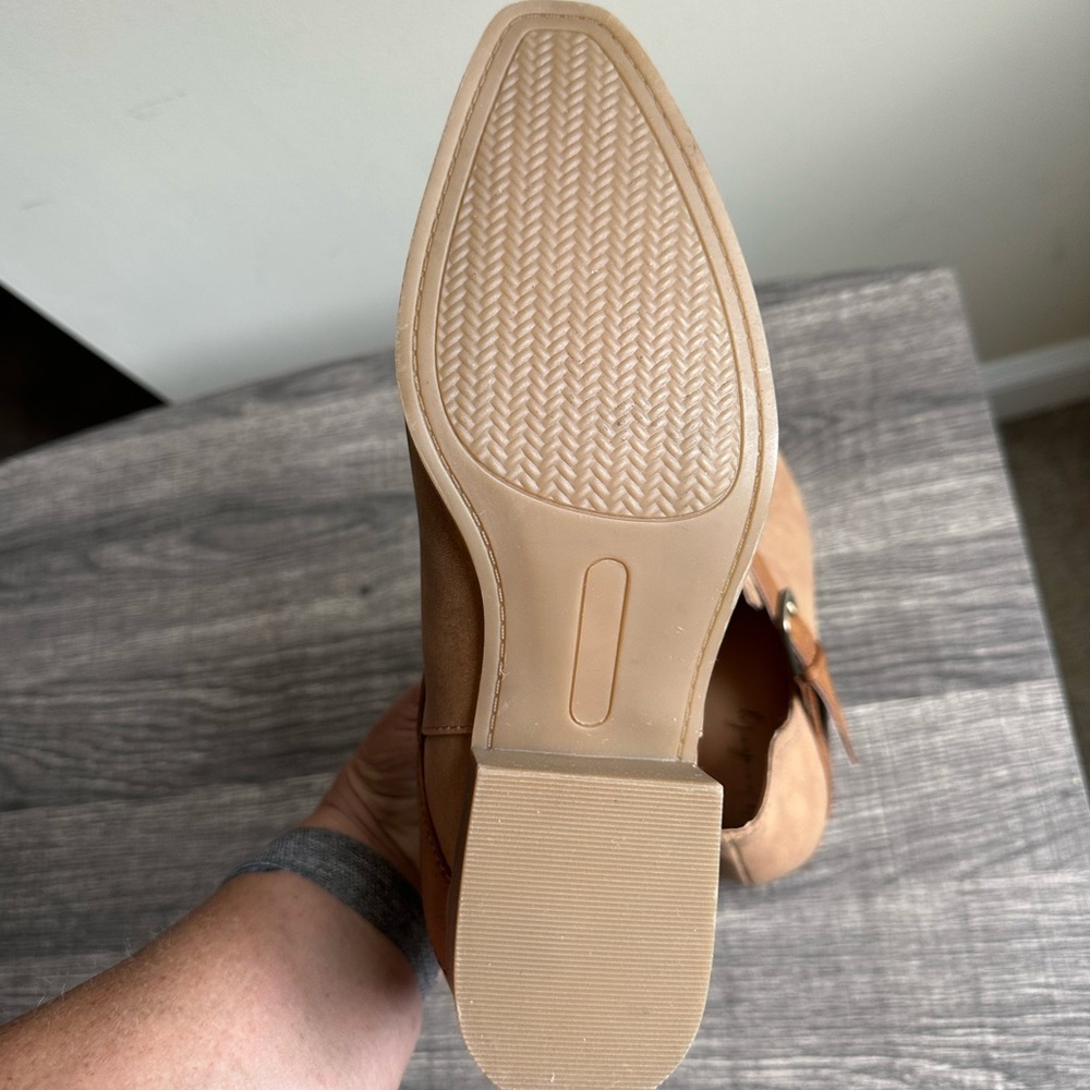 Maeve Light Brown Ankle Boots with Strap Accent - Picture 10 of 12